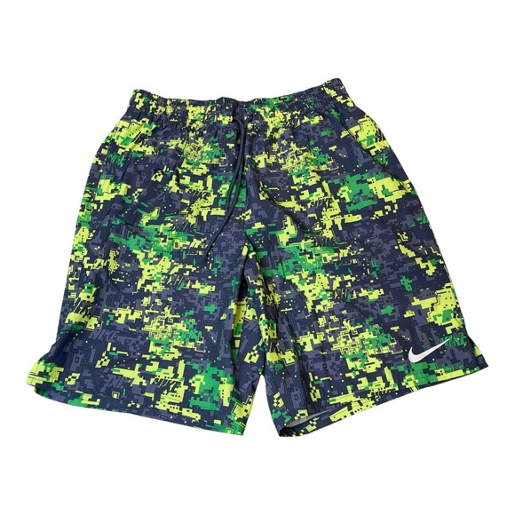 Nike Green Gray Camouflage 9” Inseam Swim Beach Board Shorts Men’s Size Large - Picture 1 of 14